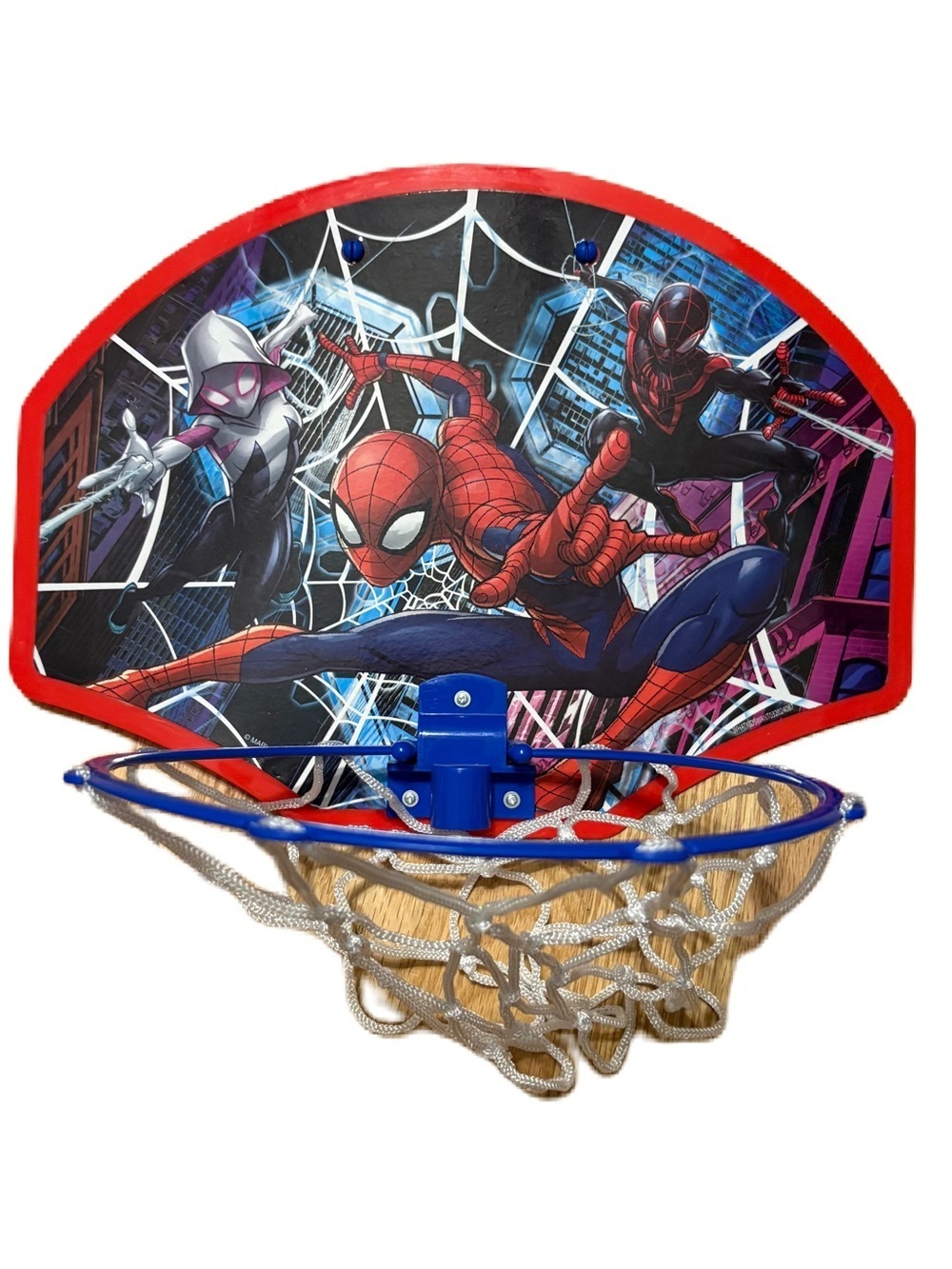 Spiderman Wall Basketball Hoop with Red Trim and Blue Rim